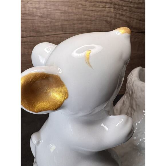 VTG White Mouse Tree Trunk Vase Succulent Planter Ceramic 99 INTL - Picture 2 of 16